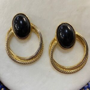 Vintage Black Oval Hoops